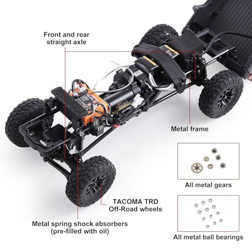 FMS FCX24 TOYOTA TACOMA 1/24 RC Crawler 4x4 RC Truck Crawler, Official Licensed Scale RC Rock Crawler with 2-Speed Transmission, High Torque Motor, All-Metal Bearings, RTR RC Car for Adults (BLUE) - color: Blue