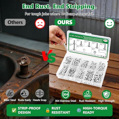 271 Pcs M4 Hex Button Cap Screws Nuts Washers Wrench Kit, 304 SS | With Flat Washers & Wrench, Metric Fasteners for Furniture, Cabinet Handles & DIY, 6mm-30mm,Clear Label Storage Box - size: SS M4 271pcs 2