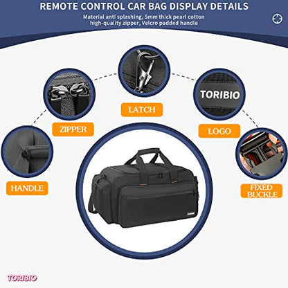 TORIBIO RC Car Bag for 1/14, 1/16 and 1/18 Car and Tools Accessories | w/ Bottom Clapboard for Support, Multi-Pockets Protective RC Carry Case w/ Adjustable Shoulder Strap and Handle - size: Bag for 1/14 & 1/16 & 1/18