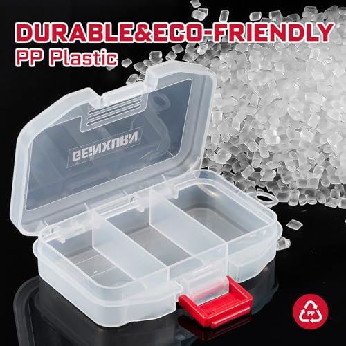 Geinxurn Small Parts Organizer, 4Pcs Plastic Transparent Portable Tools Boxes with Dividers for Small Accessories Storage Cases - style: Small-4pcs