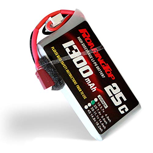 RoaringTop LiPo Battery Pack 25C 1300 mAh 2S 7.4V with T-Plug for RC Car Boat Truck Heli Airplane