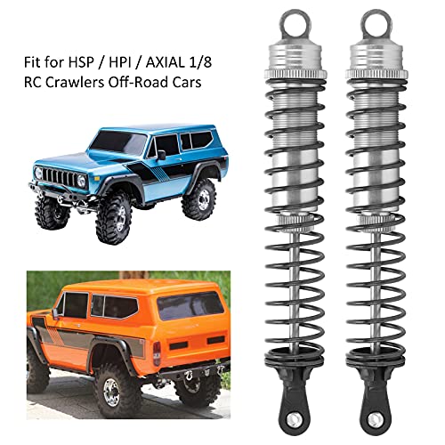 Drfeify 2PCS 144mm Oil Filled Shock Absorbers for 1/8 RC Car, Aluminum Alloy Adjustable Damper Set Fit for HSP, HPI, Axial SCX10 RC Crawler and Off Road Truck (Silver) - color: Silver