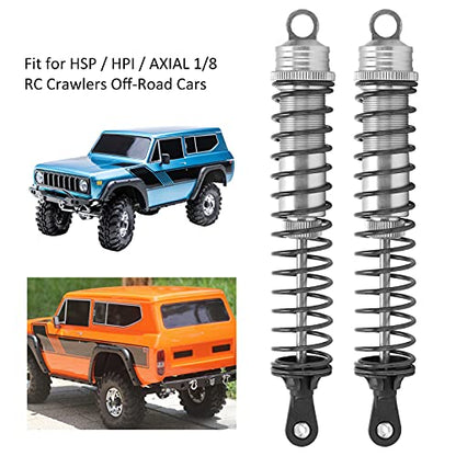 Drfeify 2PCS 144mm Oil Filled Shock Absorbers for 1/8 RC Car, Aluminum Alloy Adjustable Damper Set Fit for HSP, HPI, Axial SCX10 RC Crawler and Off Road Truck (Silver) - color: Silver