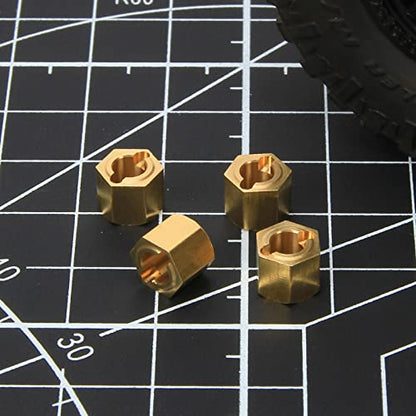 RCAWD for FMS FCX24 1/24 Upgrades, Thickened Brass Wheel Hex Hub Adaptors H7*6.2mm Parts Crawlers