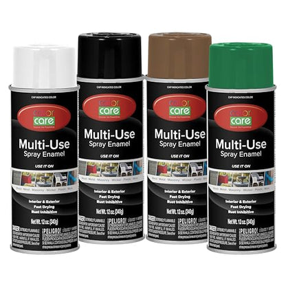 Spray Paint, 12 oz, 4-Pack (Home & Garden Mix: Brown, Dark Green, Gloss White, Gloss Black) – All-Purpose, Indoor & Outdoor, Rust Resistant, for Wood, Metal, Plastic & Masonry - color: Home & Garden Mix
