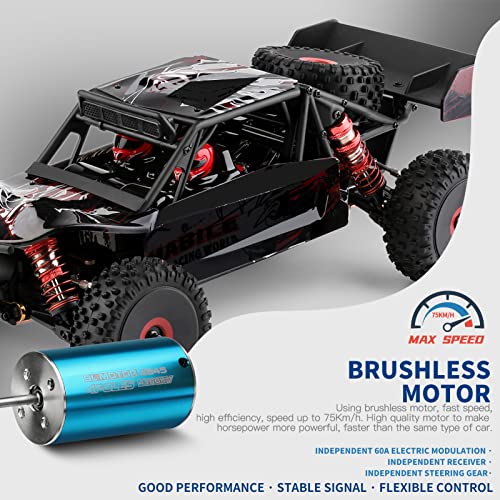 GoolRC WLtoys 124016 V2 Brushless RC Cars, 1:12 Scale Remote Control Car, 4WD 75KM/H High Speed Racing Car for Adults, 2.4GHz All Terrain Off Road RC Truck, Electric Vehicle Buggy with Metal Chassis