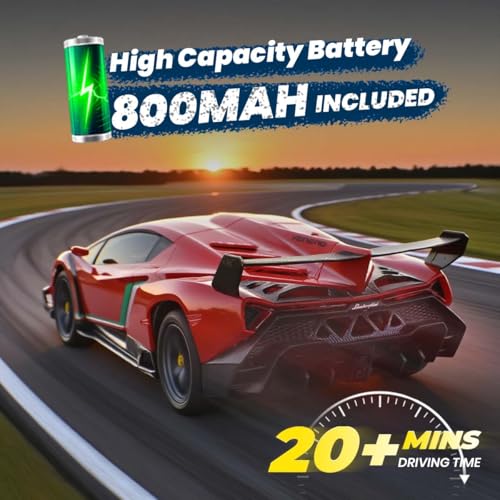 QUN XING Remote Control Car 1:24 Licensed Lamborghini 2.4G RC Drift Car red | rc car with LED Lights 2.4GHz 4WD 15KM/H Fast Speed Control Rechargeable Battery 800mah Birthday for Kids Boys 8-12 - color: Red