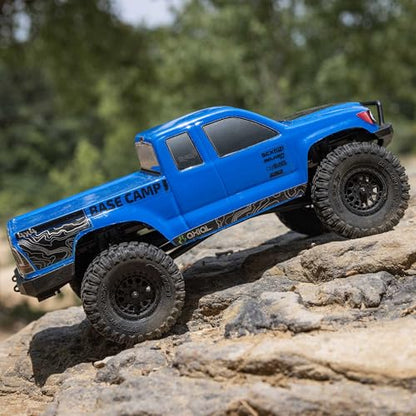 Axial RC Truck 1/24 SCX24 Base Camp 4x4 Rock Crawler Brushed RTR (Everything Needed to Run is Included) - Blue, AXI-1219T2 - color: Blue