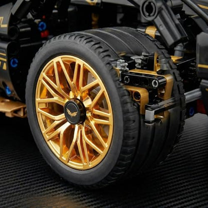 RC Car Building Kit, 1:14 App Control Car Kit with LEDs | car kit with 975 pieces, LED lights, motorized functions, and dual control; built for collection, display, gifting.