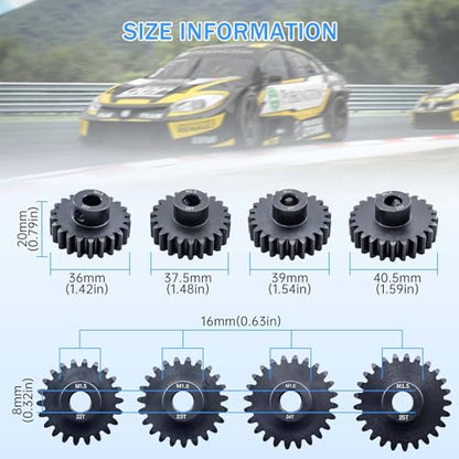M1.5 Pinion Gear 22T 23T 24T 25T 8mm Shaft Steel Motor Gear Set for 1/5 1/6 1/7 1/8 1/10 Tra-xxas Arrma HSP HPI AXIAL LOSI RC Car Brushed Brushless Motor - size: 22T 23T 24T 25T