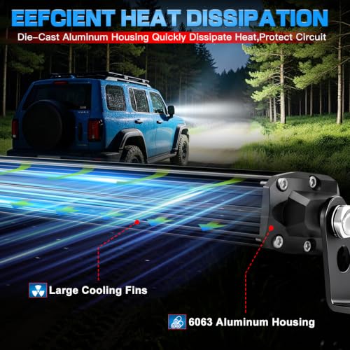 22In LED Light Bar+4In LED Cube Pod Lights with Wiring Harness Kit | Spot Flood Combo Single Row Straight Off Road Driving Work Light Bar 3Pin Rocker Switch for Je-ep Pickup Golf Car Tractor GMC