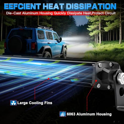 22In LED Light Bar+4In LED Cube Pod Lights with Wiring Harness Kit | Spot Flood Combo Single Row Straight Off Road Driving Work Light Bar 3Pin Rocker Switch for Je-ep Pickup Golf Car Tractor GMC