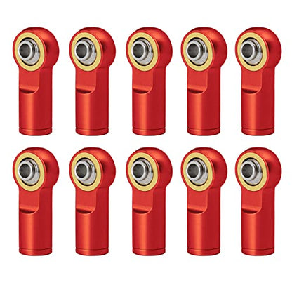 QUE-T 10Pcs Metal Left-Hand Thread Link Rod End M4 Ball Joint Head for RC Crawler Car Boat (Red) - color: Red