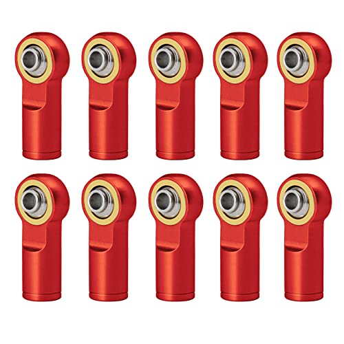 QUE-T 10Pcs Metal Left-Hand Thread Link Rod End M4 Ball Joint Head for RC Crawler Car Boat (Red) - color: Red