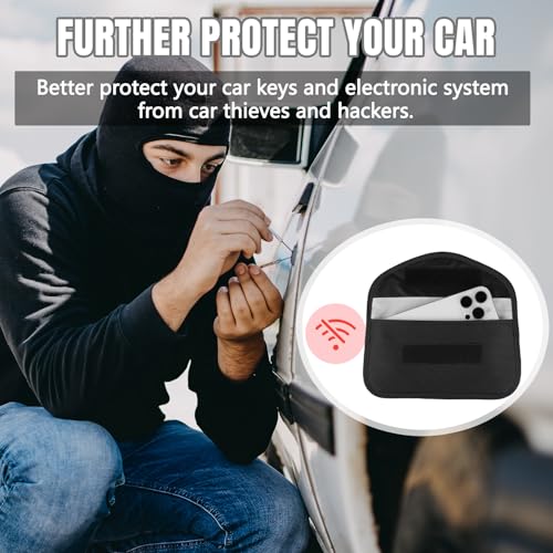 2PCS Faraday Bag for Phones and Car Keys, Keyless Entry RFID Signal Blocking Bag Key Fob Protector, Anti-Theft Faraday Pouch for Cell Phone Privacy Protection, Signal Shielding (Black) - color: Black