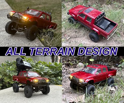 HLSFWDRIVE RC Rock Crawler 4x4 WPL C64-1 Remote Control Truck Off Road | 1/16 Scale RC Crawler RTR All Terrain 260 Motor 2.4GHz Full Proportional Upgraded Chassis Hobby Car for Adult