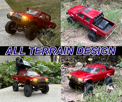 HLSFWDRIVE RC Rock Crawler 4x4 WPL C64-1 Remote Control Truck Off Road | 1/16 Scale RC Crawler RTR All Terrain 260 Motor 2.4GHz Full Proportional Upgraded Chassis Hobby Car for Adult
