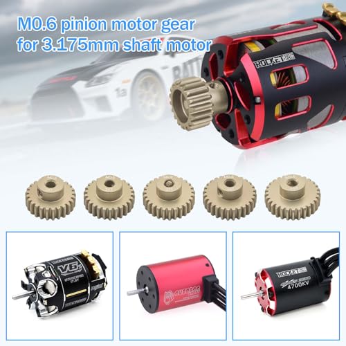 Surpass Hobby M0.6 Pinion Gear 3.175mm 25T 26T 27T 28T 29T Motor Gears for 1/10 RC Car Brushed Brushless Motor Parts - size: 25T 26T 27T 28T 29T
