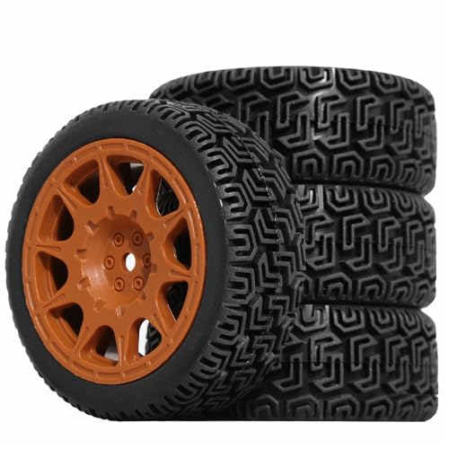 REDSPIDER 12mm Hex RC Wheels and Tires Nylon Wheel Rims OD68mm Rubber Tires Compatible with Tamiya TT01 TT02 XV01 HSP HPI Kyosho Traxxas WLtoys 1/10 1/12 On-Road Touring Car (Brown) - color: Brown