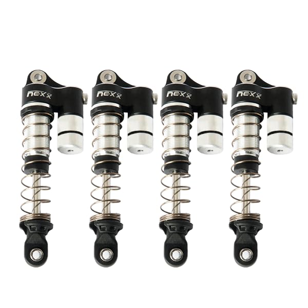 Nexx Racing Reservoir Shock (4 pcs) for RC Crawler TRX4M Scale 1/18 (HELIDIRECT) (Black) - color: Black