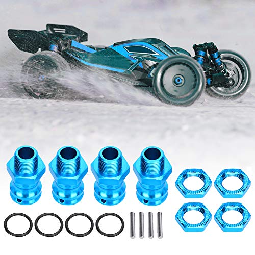 4pcs Wheel Extension Hex Drive Hub Adapters Widener, Aluminum Alloy 17mm Hex 23mm Wheel Extension Adapters for 1/8 RC Car Model (Blue) - color: Blue