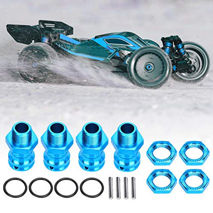 4pcs Wheel Extension Hex Drive Hub Adapters Widener, Aluminum Alloy 17mm Hex 23mm Wheel Extension Adapters for 1/8 RC Car Model (Blue) - color: Blue