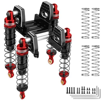HobbyPark 59mm Aluminum Shocks for TRX4M 1/18 Crawler Shock Absorber Upgrade with Adjustable Shock Mounts Front & Rear Shock Towers (Red) - color: Red