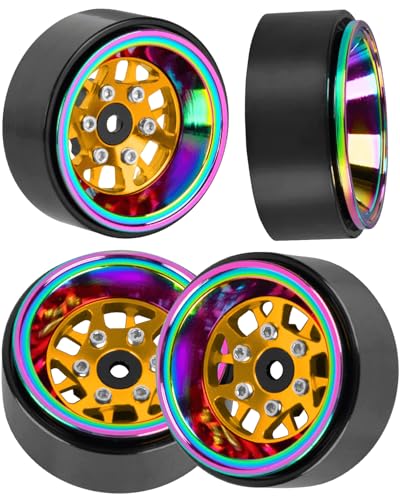 RC 1.3" Beadlock Wheels 1.3 rc Wheels for RC Crawler 1/18 TRX4M,1/24 SCX24,Alloy Aluminium 1.3 Beadlock Wheels 1.3 rc Rims,4pcs,Yellow - color: Yellow(4pcs)