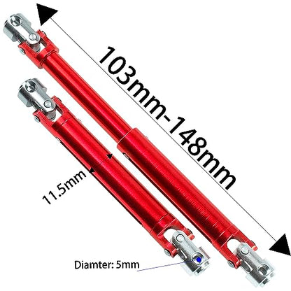 1Pair ShareGoo Aluminium Alloy RC Car Drive Shaft 103-148mm Universal Joint CVD DriveShaft Compatible with Axial SCX10 Tamiya CC01 D90 RC4WD TF2 HSP Redcat 1/10 RC Crawler (Red) - color: Red