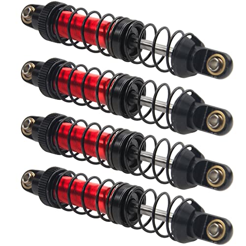 4Pcs Vgoohobby Metal Shocks Absorber Adjustable Dampers Compatible with Axial SCX10 Traxxas TRX4 D90 90046 Redcat Gen7 1/10 RC Crawler Car (Red,90mm)