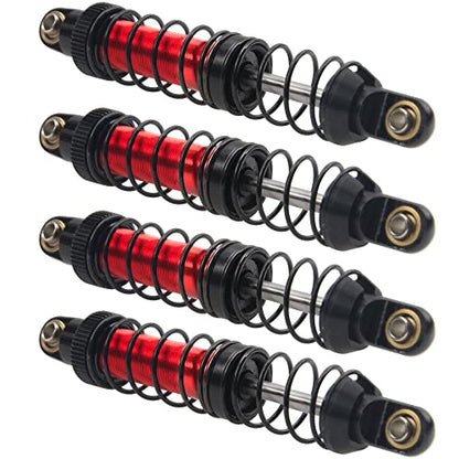 4Pcs Vgoohobby Metal Shocks Absorber Adjustable Dampers Compatible with Axial SCX10 Traxxas TRX4 D90 90046 Redcat Gen7 1/10 RC Crawler Car (Red,90mm)