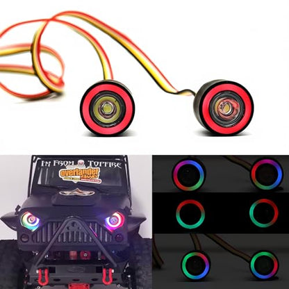 IP6 Waterproof LED Light Kit Headlights Angel Eyes with 12 Modes for TRX-4 SCX10 RC4WD 1/10 RC Climbing Rock Crawler Flat Run Short Card Model Car