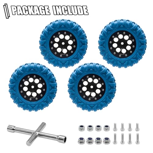 GOUPRC 1.3" Wheel Tires Set, Aluminum Beadlock Rim Swamp Claw Mud Terrain Dragon Claw Tread Pattern Tires for SCX24 TRX4M 1/18 1/24 Upgrade RC Crawler Buggy Car - style: Dragon Pattern Black