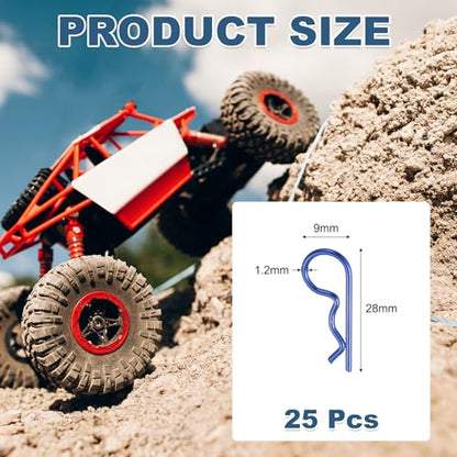 MECCANIXITY 25 Pcs RC Body Clips, 1.2mm Stainless Steel Universal RC Car Clips R Pins for 1/6 1/8 1/10 Scale Model Remote Control Car Truck Crawler Shell Replacement Parts (Blue) - color: Blue, size: 1.2mm