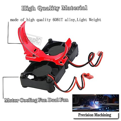 Motor Cooling Fan with 47-49mm Adjustable Mount Upgrades Part for 1/8 1/5 Infraction,Felony,Limitless,4985 1717 Motor,Aluminum 4010 High Speed Cooling Dual Fans 15000 RPM Heatsink,Red - color: Red/Cooling Fan