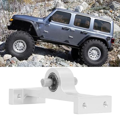 Aluminum Alloy 70mm Transfer Case Transmission Gearbox with 5mm Steel D Shaped Shaft for 1/10 RC Crawler Upgrade Parts Black (Silver) - color: Silver