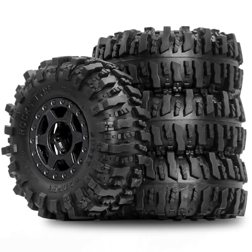1.0 Beadlock Wheels and Tires（4pcs） 1.0 Crawler Tires OD 55 * 23mm Plastics 1.0 Wheel 1/18 1/24 RC Crawler Tires for SCX24 TRX4M FMS FCX24 FCX18 AX24 (at)