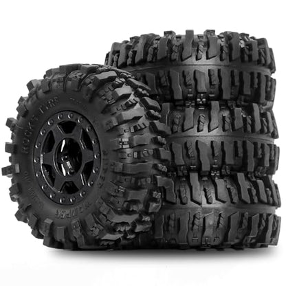 1.0 Beadlock Wheels and Tires（4pcs） 1.0 Crawler Tires OD 55 * 23mm Plastics 1.0 Wheel 1/18 1/24 RC Crawler Tires for SCX24 TRX4M FMS FCX24 FCX18 AX24 (at)