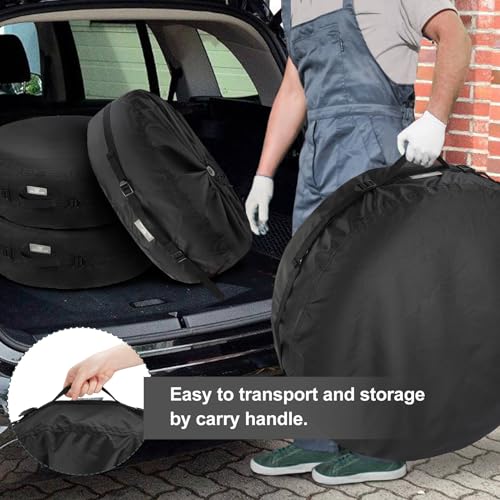 Explore Land Seasonal Tire Cover - Spare Tire Bag with Handle, Heavy Duty Winter Wheel Storage Tote Against Dust and Scratches, 4 Pack (Fits Diameters 23''-25.75'', Black) - size: S (Fits Tire Diameters 23''-25.75''), style: Tire Storage Bag-Black