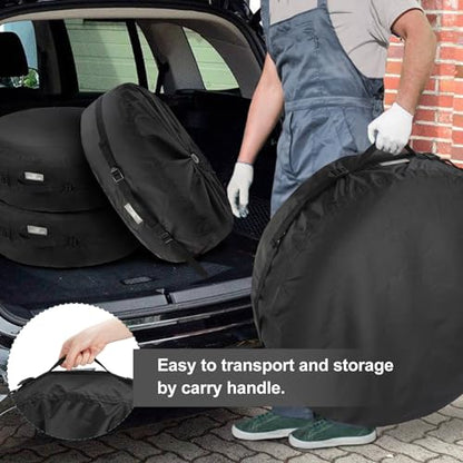 Explore Land Seasonal Tire Cover - Spare Tire Bag with Handle, Heavy Duty Winter Wheel Storage Tote Against Dust and Scratches, 4 Pack (Fits Diameters 29''-31.75'', Black) - size: L (Fits Tire Diameters 29''-31.75''), style: Tire Storage Bag-Black