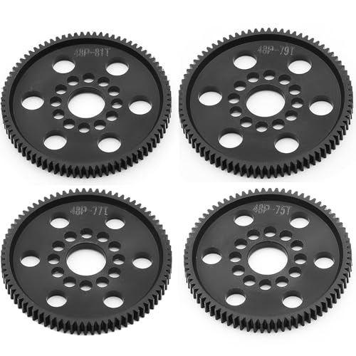 48P High-Precision Machined POM Spur Gear Set (75T 77T 79T 81T) - Ultra-Smooth Silent Lightweight Spur Gear for 3RACING Sakura RC Drift/Touring 1/10 Cars - size: 75-77-79-81T
