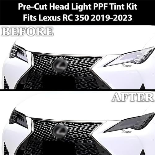 BOGAR TECH DESIGNS Full Headlight Head Light Tint Kit Compatible with Lexus RC 2019-2025, Light Smoke - color: Light Smoke, size: FRONT KIT