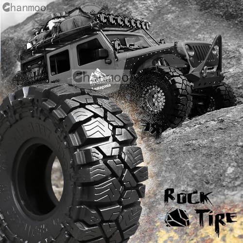 1.9 RC Crawler Tires OD 115mm 1/10 Soft Rubber Mud Grappler Wheels Tyres With Foam For 1/10 Scale Rock Crawler Car Traxxas TRX4 Axial SCX10 II RC4WD D90 TF2 Tamiya Gen8 1.9 Beadlock Rims 4PCS