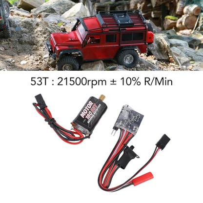 Alomejor Brushless Motor and Esc 30A Brushed ESC, Electric Speed Controller with Brake Red JST Power Connector for 1/16 1/18 /24 RC Cars Boats (53T)