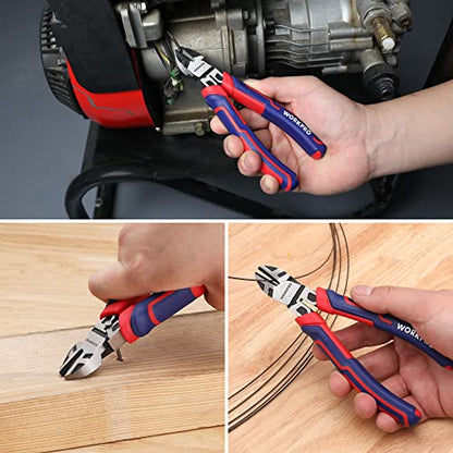 WORKPRO 6” Wire Cutters Heavy Duty CRV Steel, Diagonal Pliers for Cutting Wires Craft, Comfort Grip Handle - style: 6-inch
