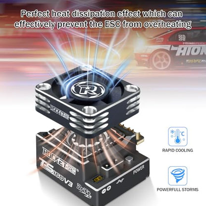 Surpass Hobby 30mm RC Cooling Fan Heat Dissipation 28000RPM ESC Cooling Fan for 1/8 1/10 1/12 RC Car Turbo Esc A3 (Silver Black) - color: Silver Black