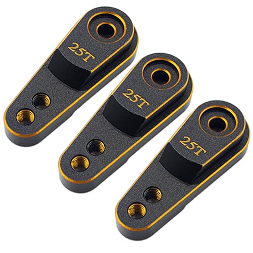 Aluminum 25T Servo Horn for 1/10 SCX10 Traxxas TRX4 RC Crawler(Black Gold) | 25 Teeth Steering Servo Arm,Hi-Torque,Axial Tamiya 1/10 Scale,CNC Machined,High Strength,Precision Fit - color: Black Gold