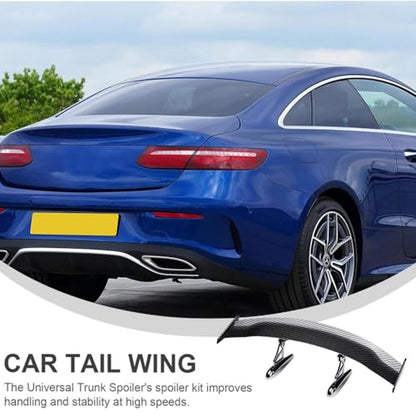 Mini Spoilers for Cars 11.8Inch Universal Auto Car Tail Wing Carbon Fiber Texture Cool Non-Punching Tiny Trunk Spoiler Automotive Exterior Accessories RC Car Modified Parts - style: Carbon Fiber