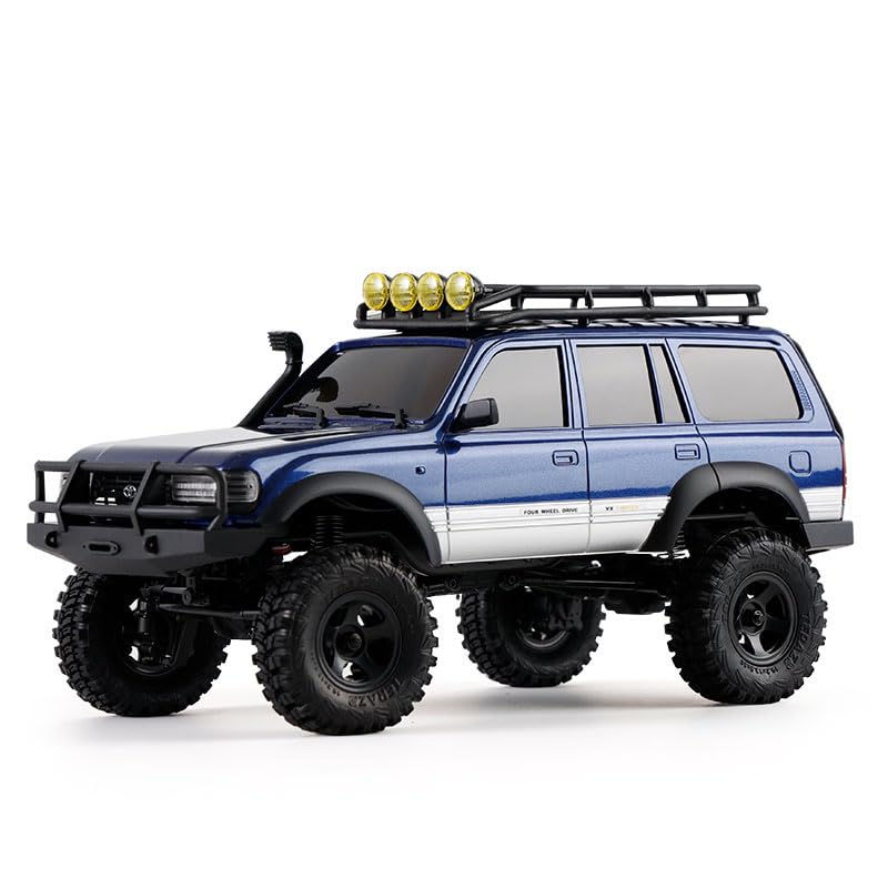 FMS 1/18 FCX18S Toyota Land Cruiser LC80 S Officially Licensed RC Crawler, 4WD RC Rock Truck, 2.4Ghz with 900mAh Battery&LED Lights, Hobby Grade Off-Road RC truck, Remote Control Car for Adults Blue - color: Blue