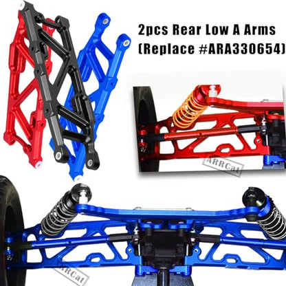 Aluminum Front & Rear Suspension Arms Upgrades Part for 1/8 Outcast 6S BLX,Kraton 6S BLX,Notorious 6S BLX,Talion 6S BLX,ARRCat 6pcs Lower Upper Swing Arm Set Hops up w/Pivot Balls,Black - color: Black - Upgrades 2022